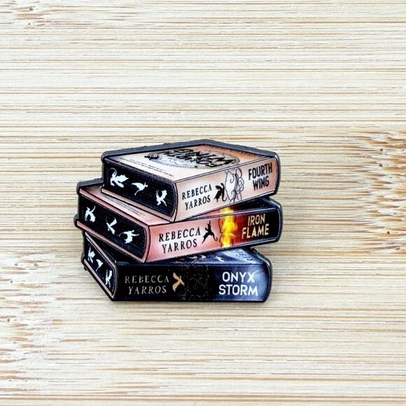 Dragon Book Stack Soft Enamel Pin, Fourth Wing Merchandise, Bookish Merch - Picture 1 of 4